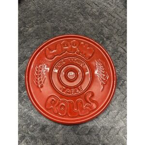 Frankoma‎ Pottery Trivet Hot Plate Warm Rolls Red Bread Tile #250